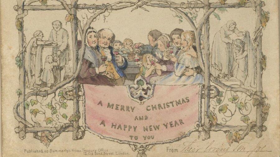 اولین کارت کریسمس چاپ شده جهان را ببینید ، ارتباط اولین کارت کریسمس با چارلز دیکنز